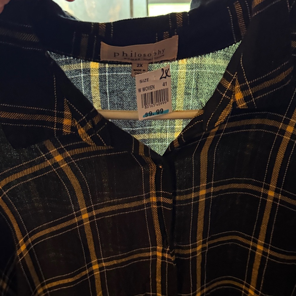 Philosophy Black and Yellow Checkered Shirt